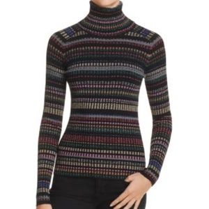 MILLY Metallic Stripe Turtleneck Sweater Ribbed